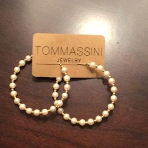 New Gold and Pearl Hoop Earrings